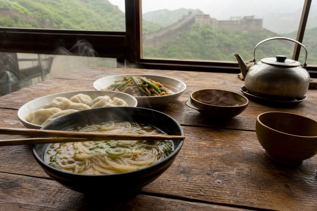 Local food at the base of the Great Wall