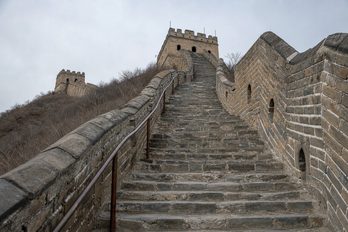 Steep, uneven steps on the Great Wall
