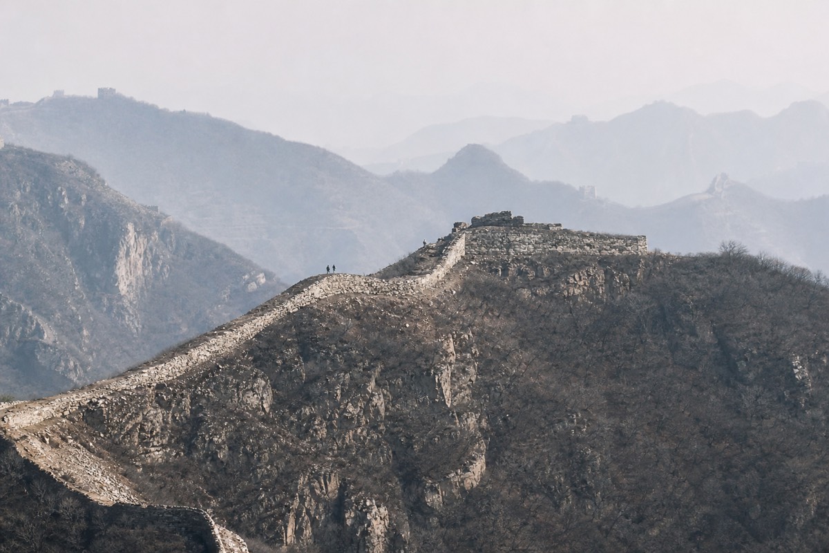 Walking a quiet stretch of the Great Wall
