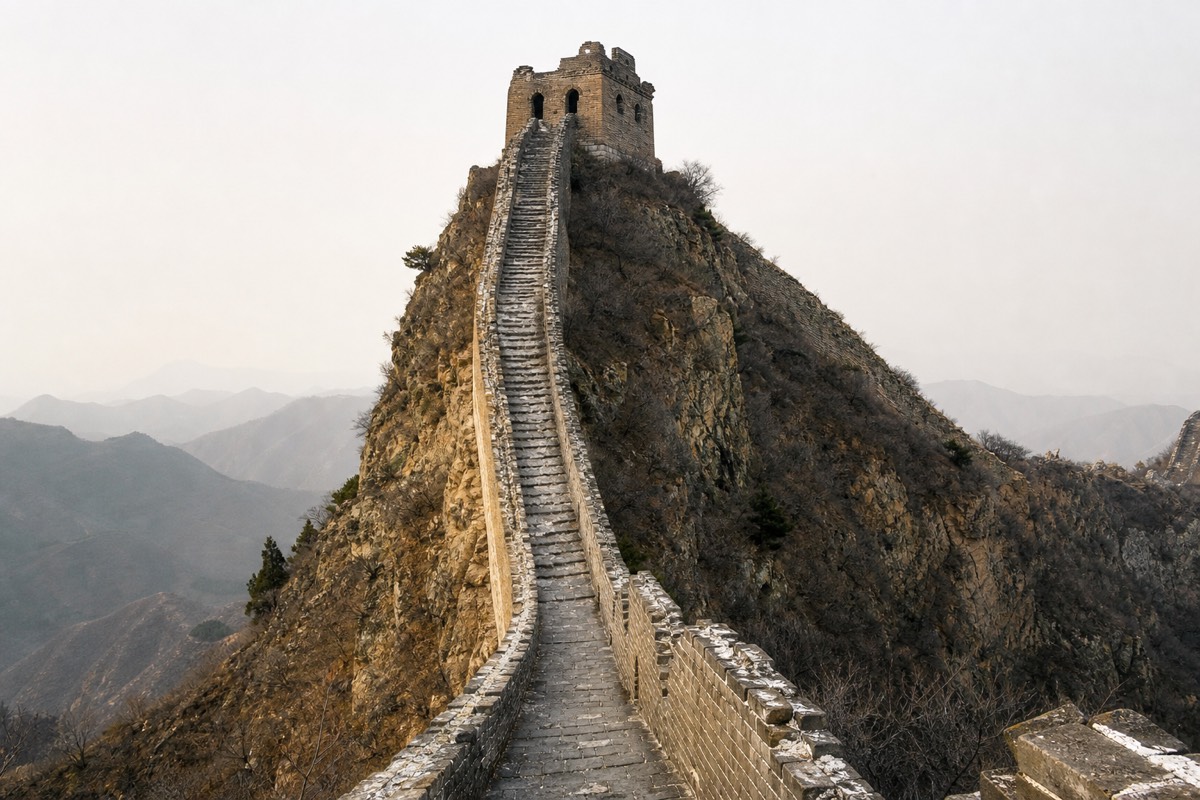 Steep, uneven steps on the Great Wall